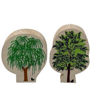 Wooden Trees Village Figurines Mini Accessory About 4" High